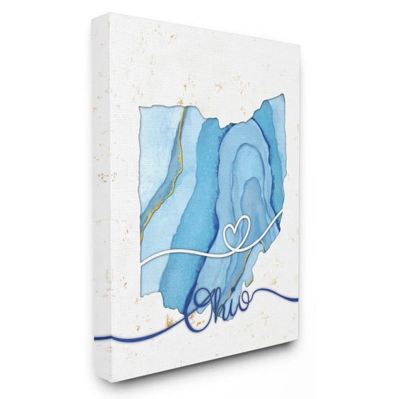 Stupell Industries Ohio Agate Blue US State Design Canvas Wall Art by Ziwei Li