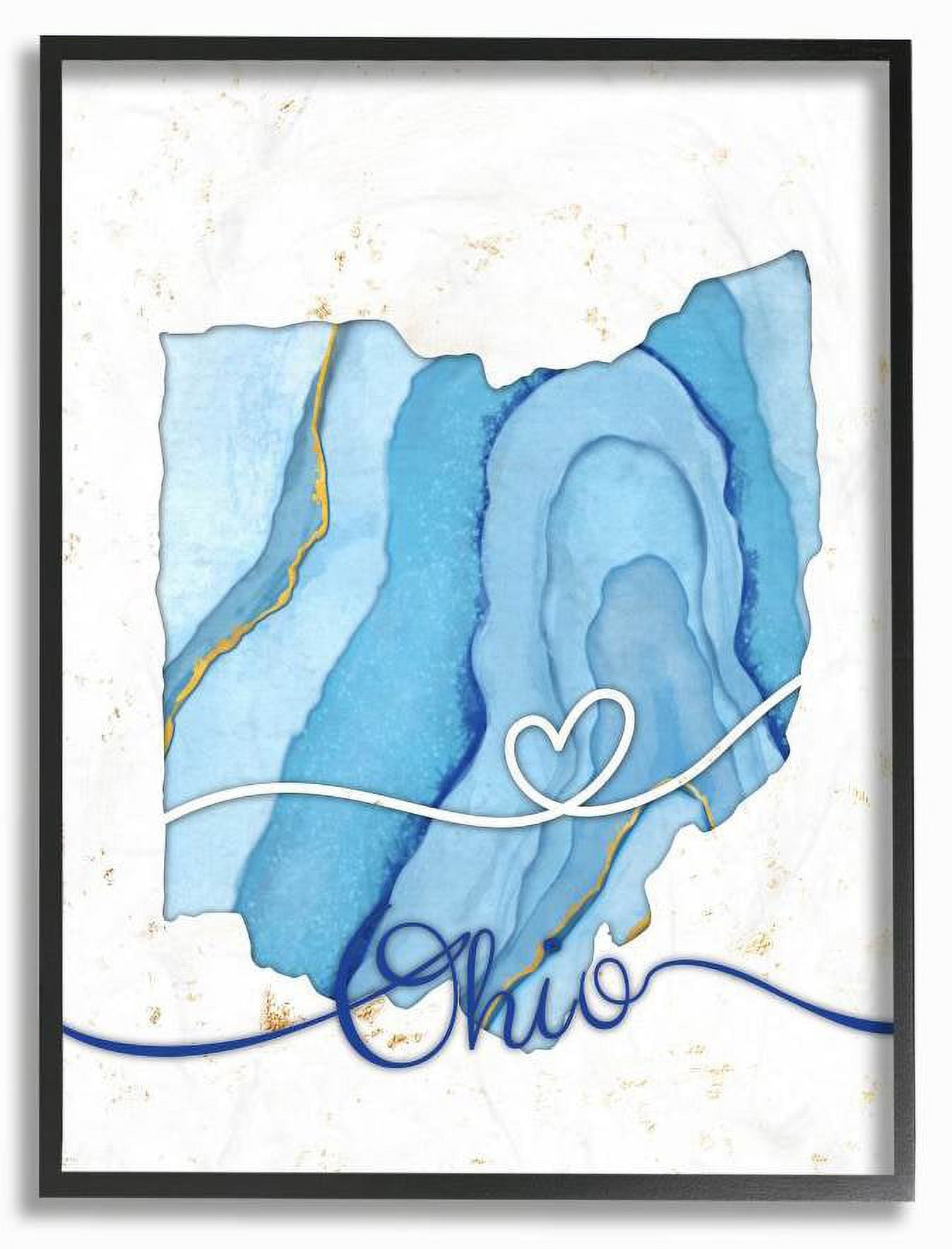 Stupell Industries Ohio Agate Blue US State Design Framed Wall Art by Ziwei Li