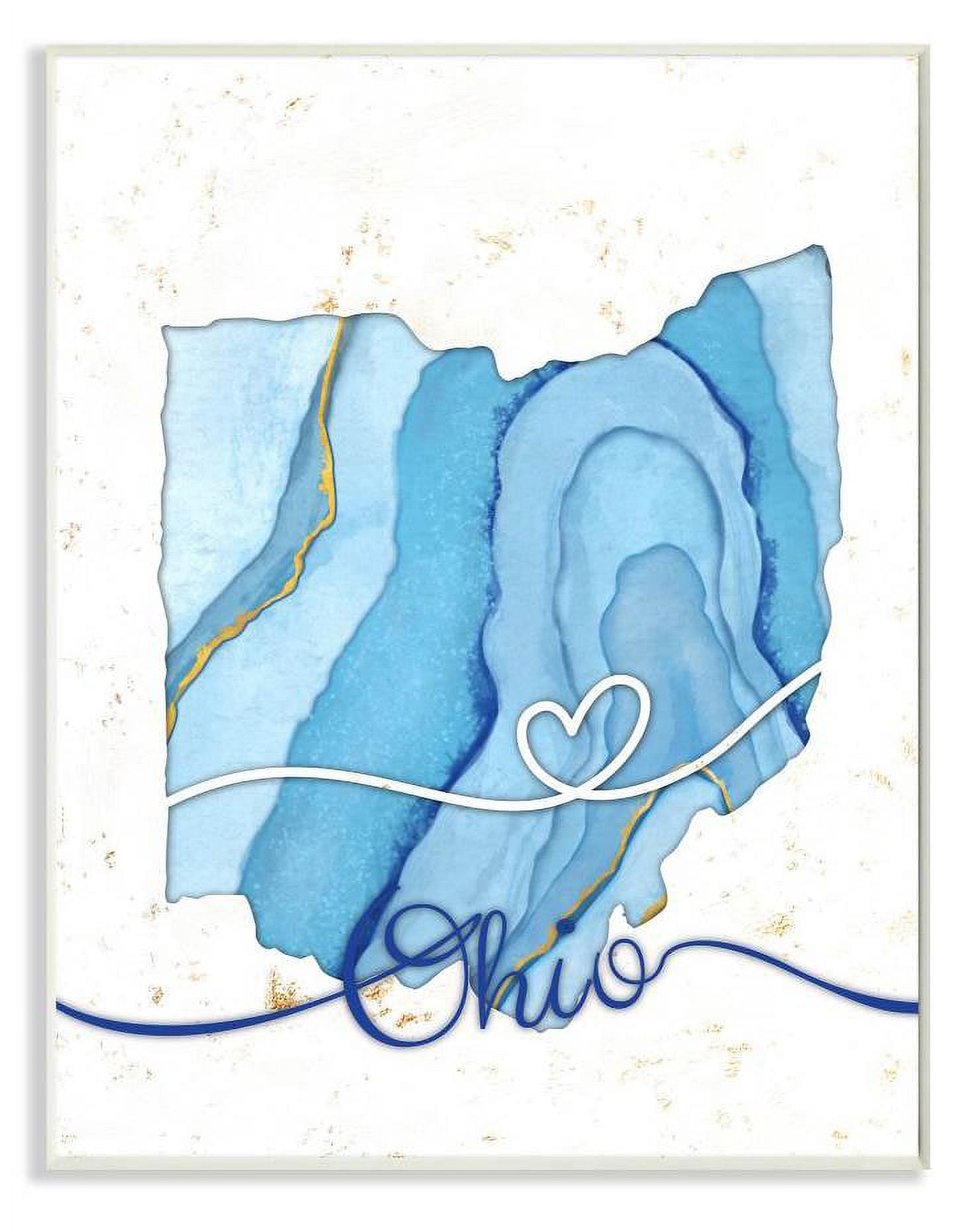 Stupell Industries Ohio Agate Blue US State Design Wall Plaque by Ziwei Li