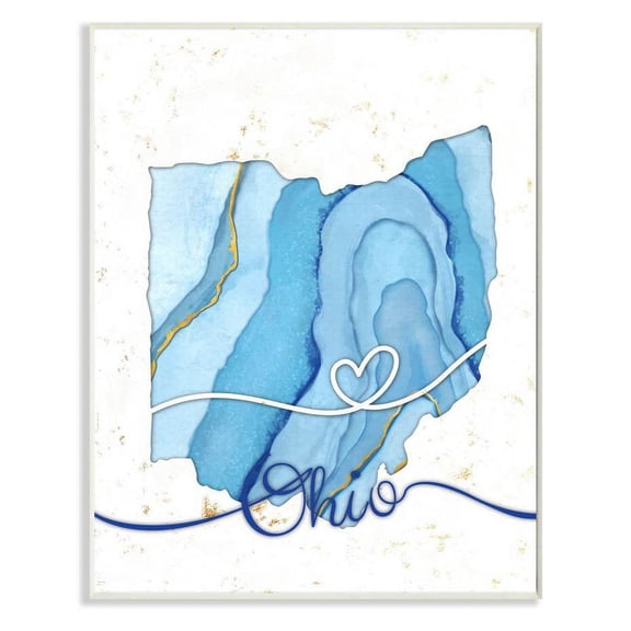 Stupell Industries Ohio Agate Blue US State Design Wall Plaque by Ziwei Li