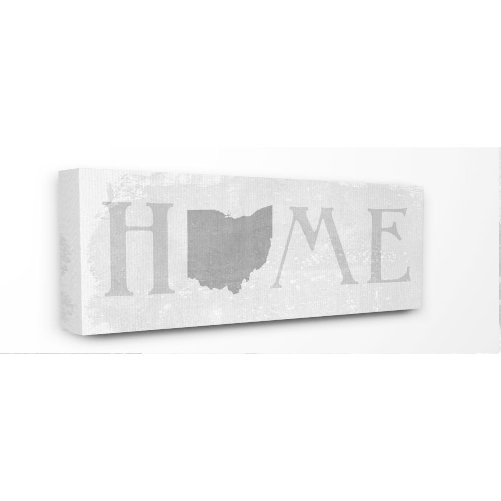 Stupell Industries Ohio Home State Map Grey Neutral Textured Word Design Canvas Wall Art by Daphne Polselli