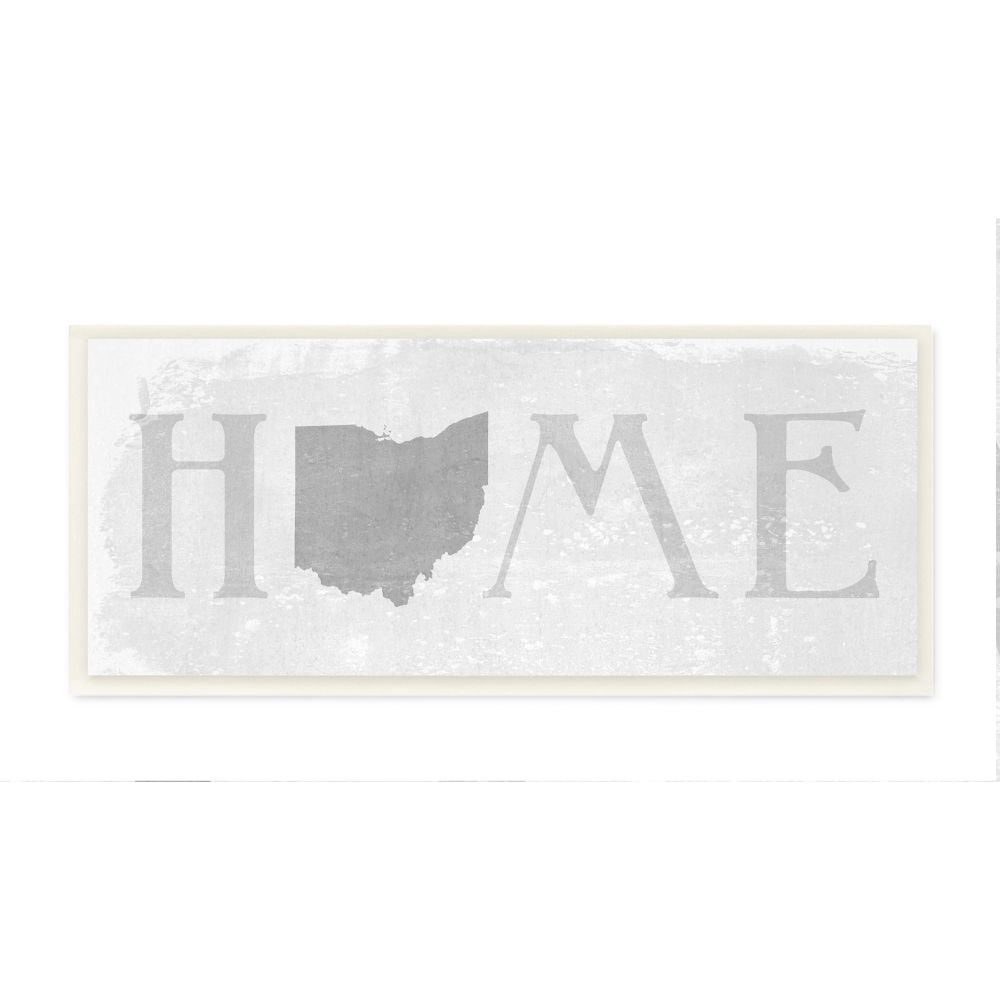 Stupell Industries Ohio Home State Map Grey Neutral Textured Word Design Wall Plaque Art by Daphne Polselli