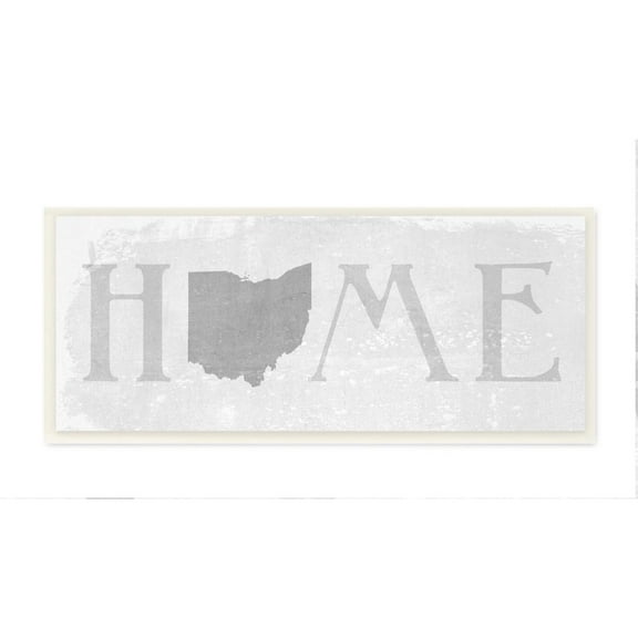 Stupell Industries Ohio Home State Map Grey Neutral Textured Word Design Wall Plaque Art by Daphne Polselli