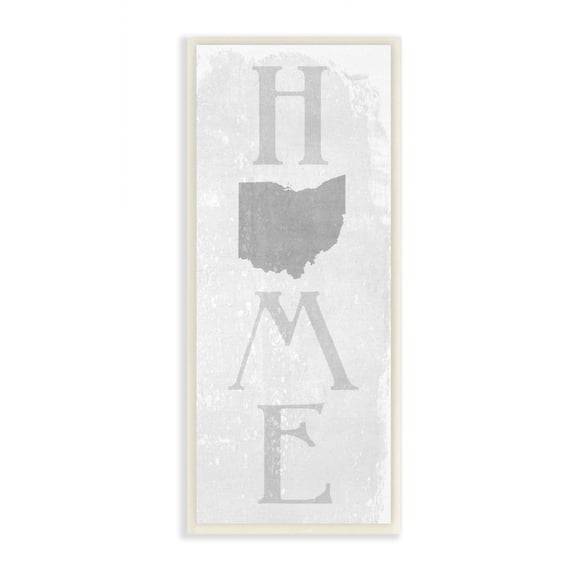Stupell Industries Ohio Home State Map Grey Textured Word Design Wall Plaque Art by Daphne Polselli