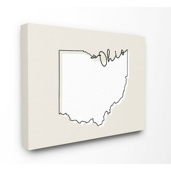 Stupell Industries Ohio Home State Map Neutral Print Design Canvas Wall Art by Daphne Polselli