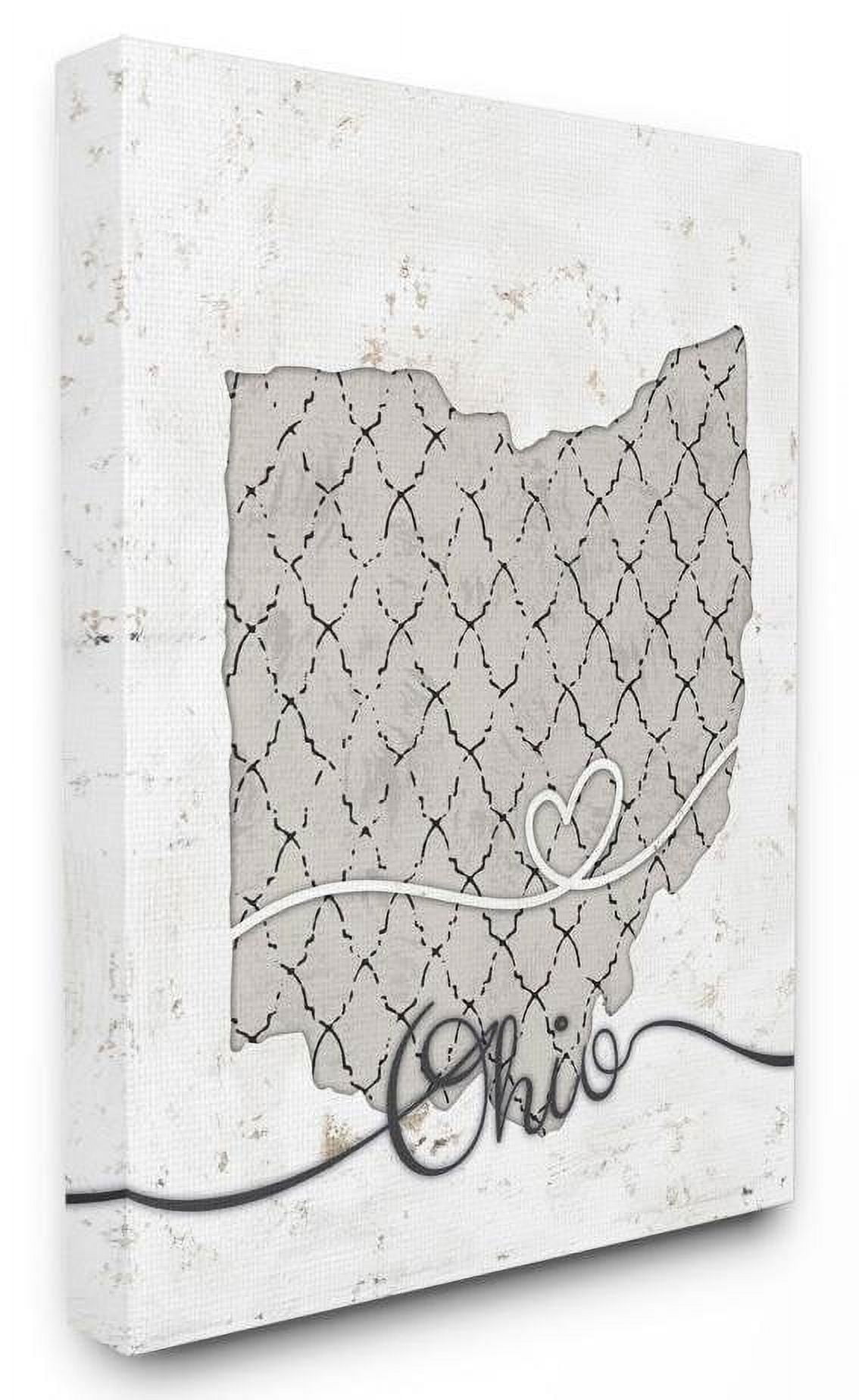 Stupell Industries Ohio Patterned Grey US State Design Canvas Wall Art by Ziwei Li
