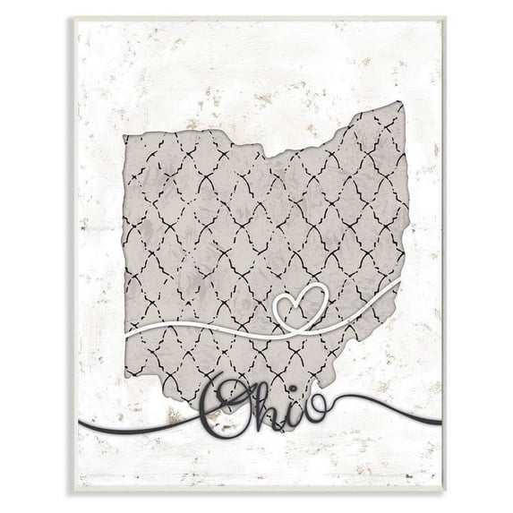 Stupell Industries Ohio Patterned Grey US State Design Wall Plaque by Ziwei Li