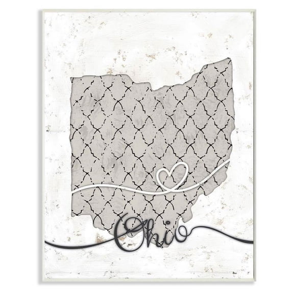 Stupell Industries Ohio Patterned Grey US State Design Wall Plaque by Ziwei Li
