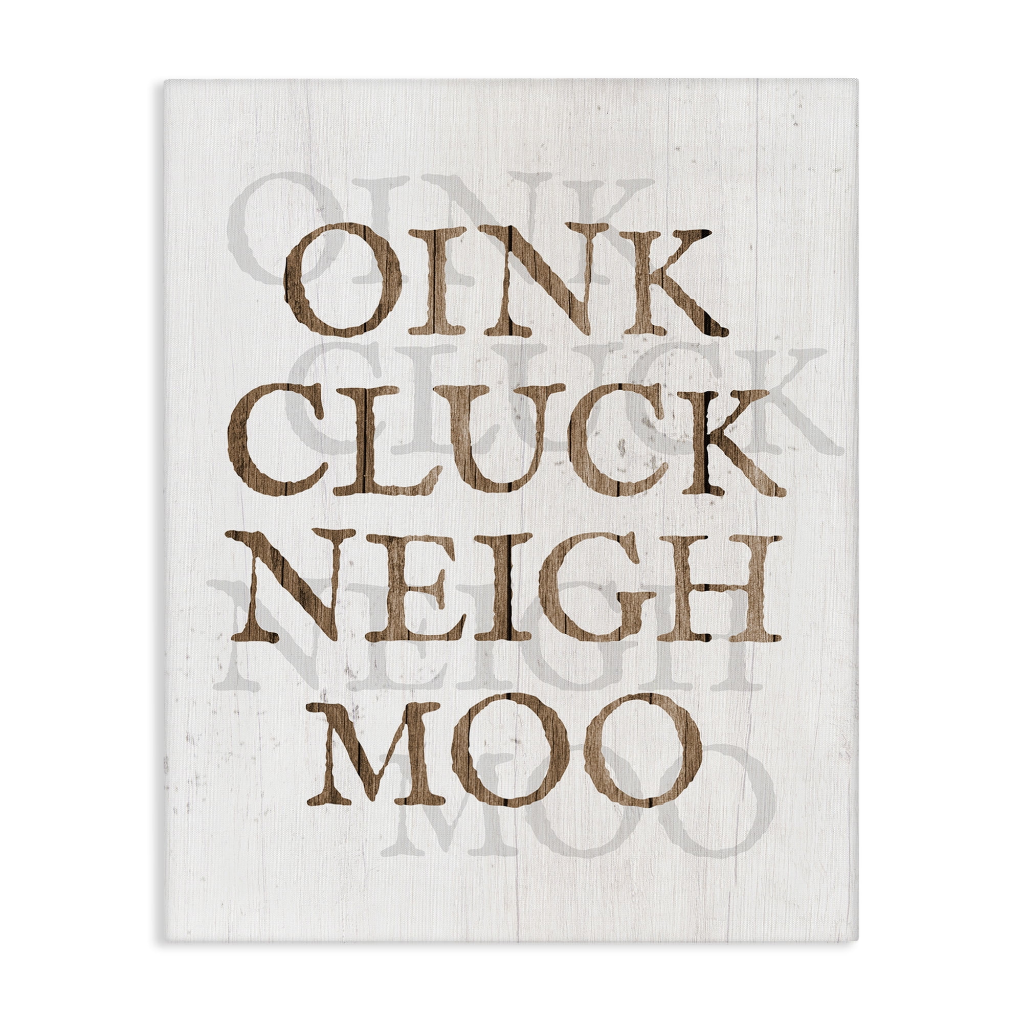 Stupell Industries Oink Cluck Neigh Moo Typography Painting Gallery Wrapped Canvas Art Print Wall Art, 36 x 48