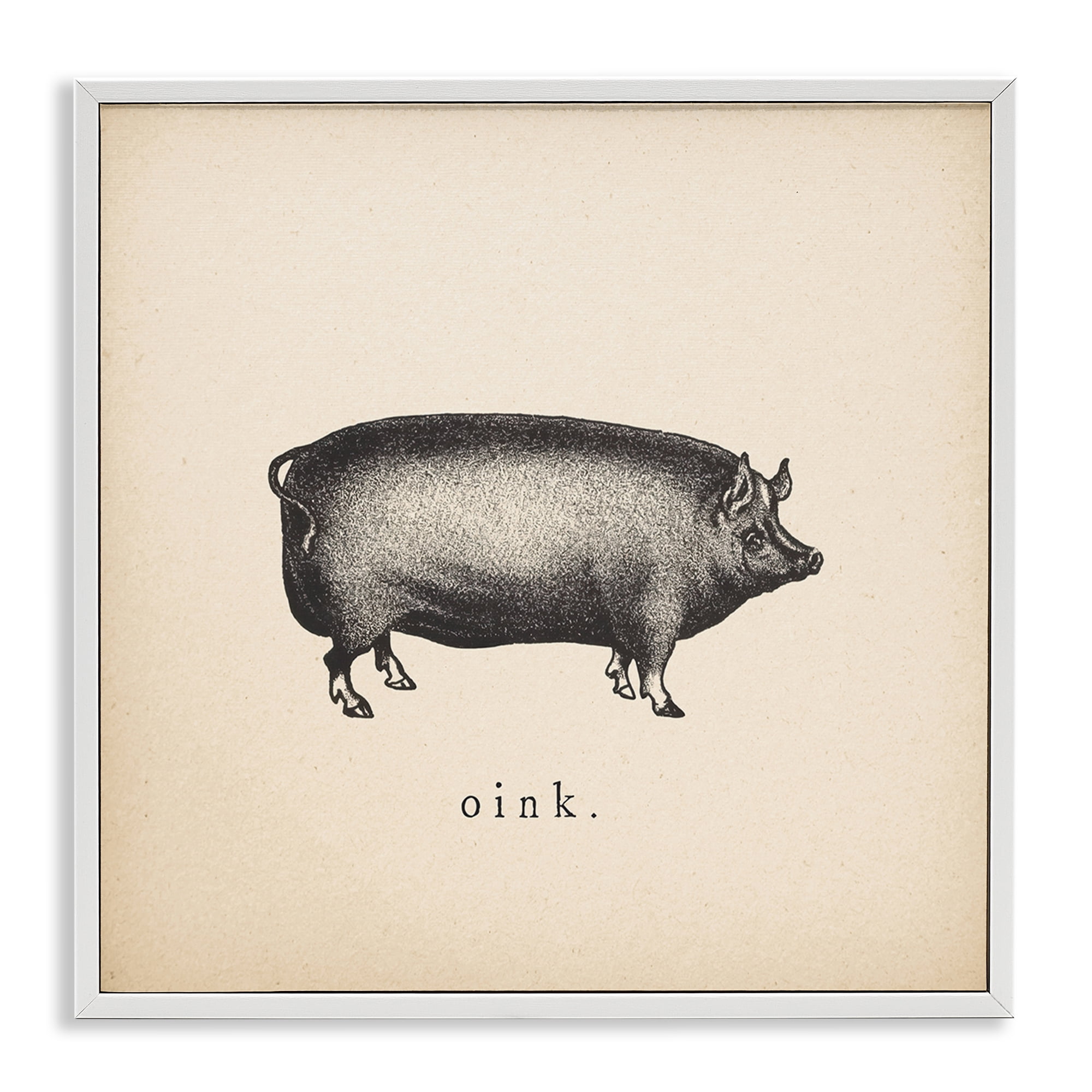 Stupell Industries Oink Farm Pig Sounds Animals Painting White Framed Art Print Wall Art, 17 x 17