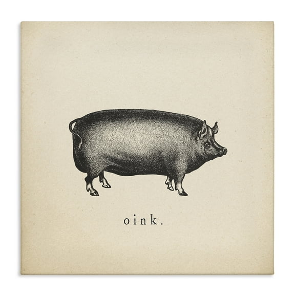 Stupell Industries Oink Farm Pig Sounds Animals Painting Wrapped Canvas Art Print Wall Art, 17 x 17