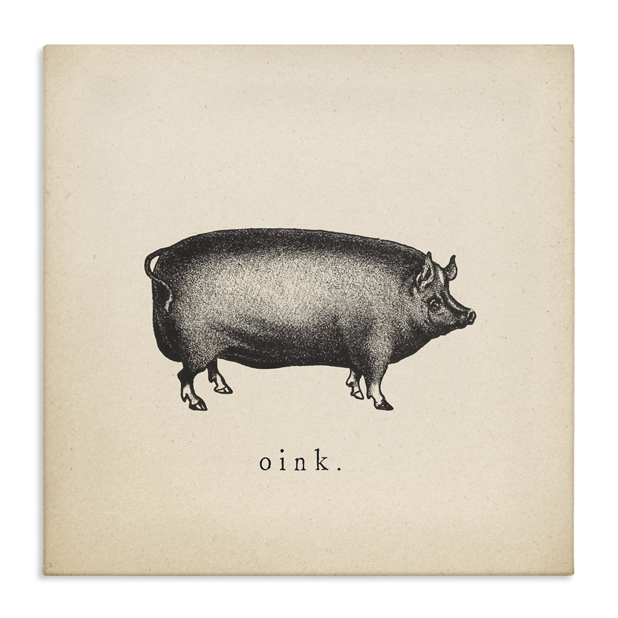 Stupell Industries Oink Farm Pig Sounds Animals Painting Wrapped Canvas Art Print Wall Art, 30 x 30