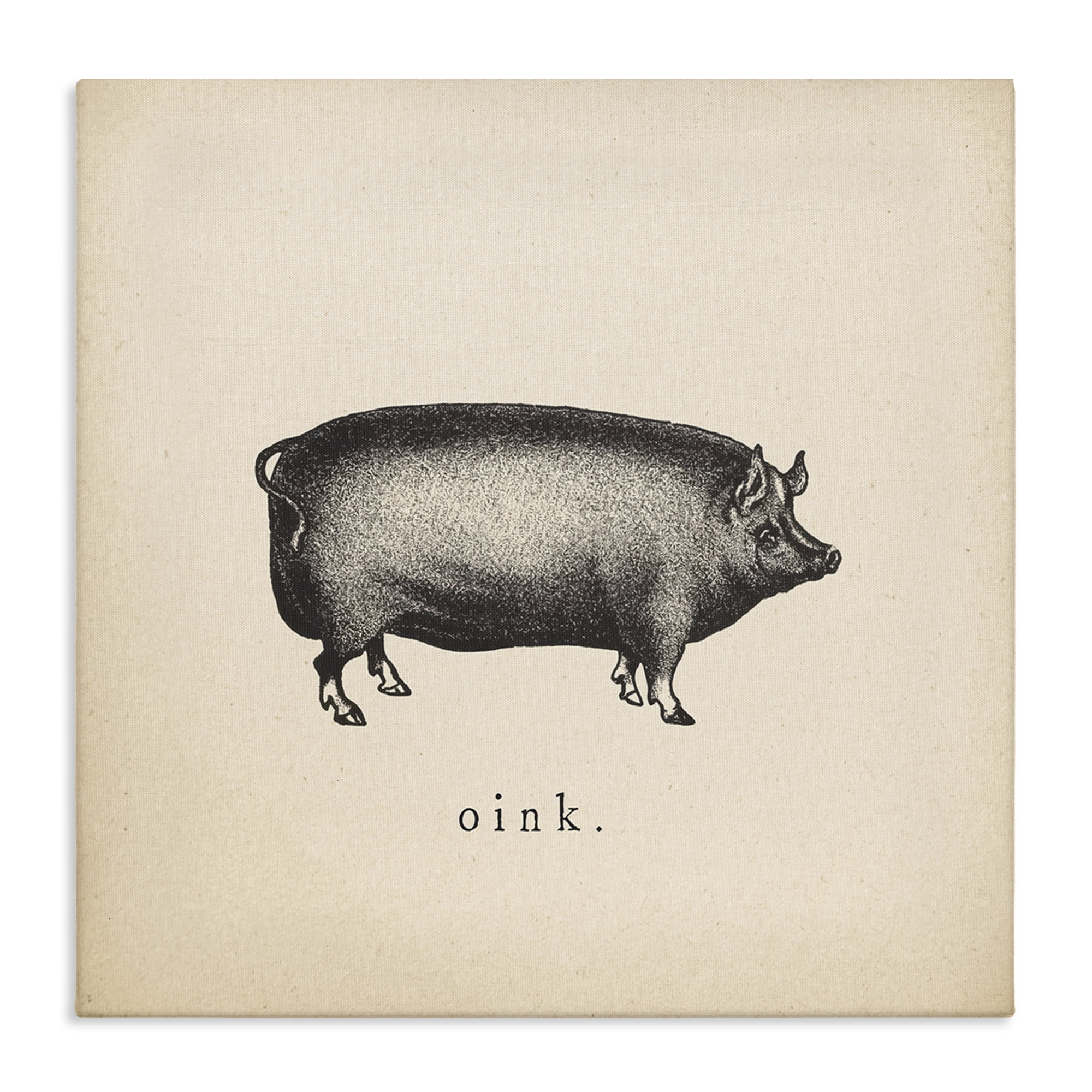 Stupell Industries Oink Farm Pig Sounds Animals Painting Wrapped Canvas Art Print Wall Art, 36 x 36