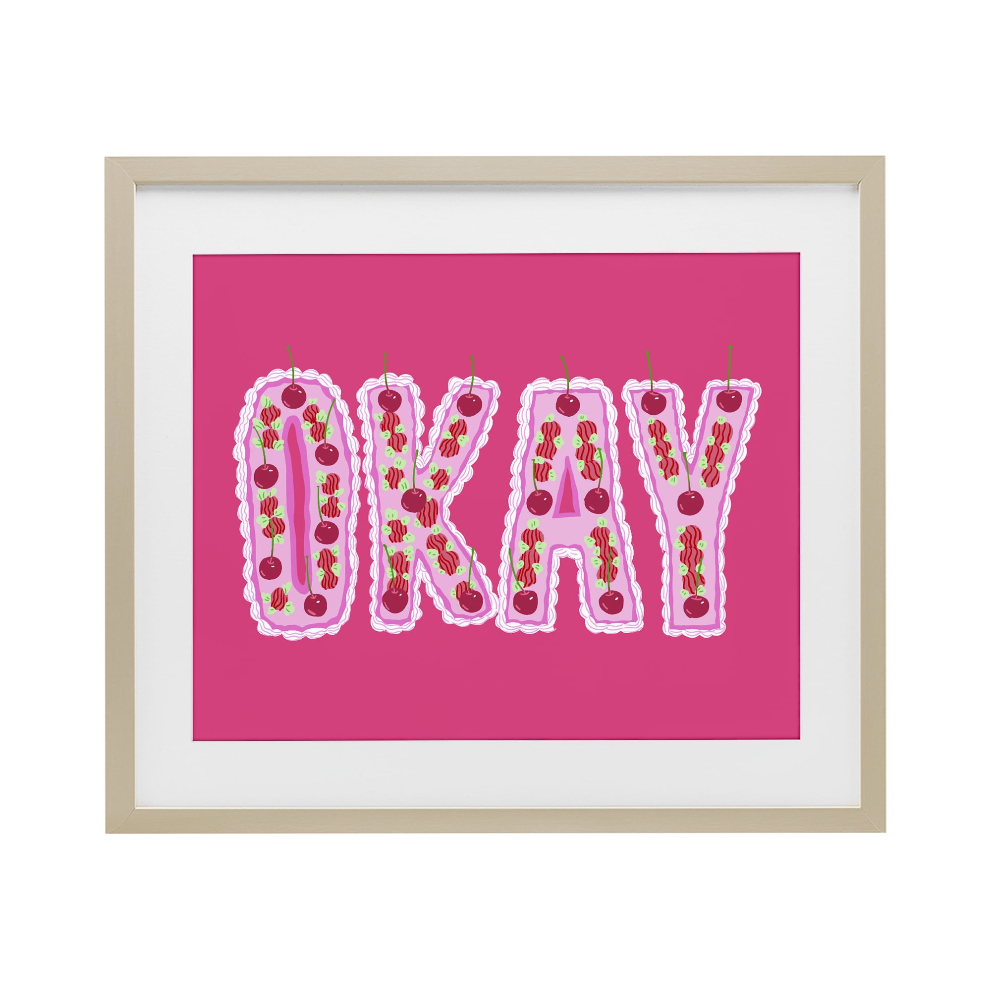 Stupell Industries Okay Cherry Cake Birch Framed Print Under Glass, design by Ziwei Li