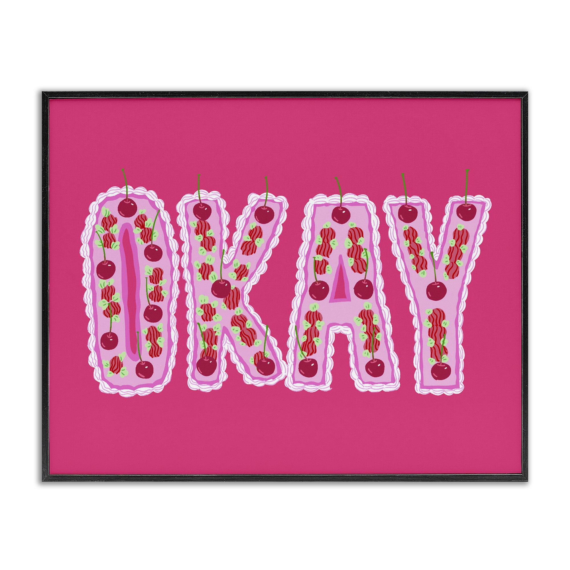 Stupell Industries Okay Cherry Cake Black Framed Giclee Art, design by Ziwei Li
