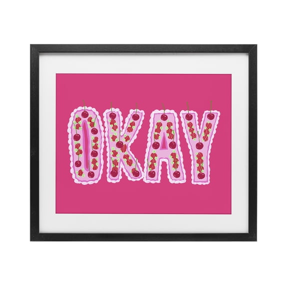 Stupell Industries Modern Okay Cherry Cake Black Framed Print Under Glass, 16 x 13, by Ziwei Li