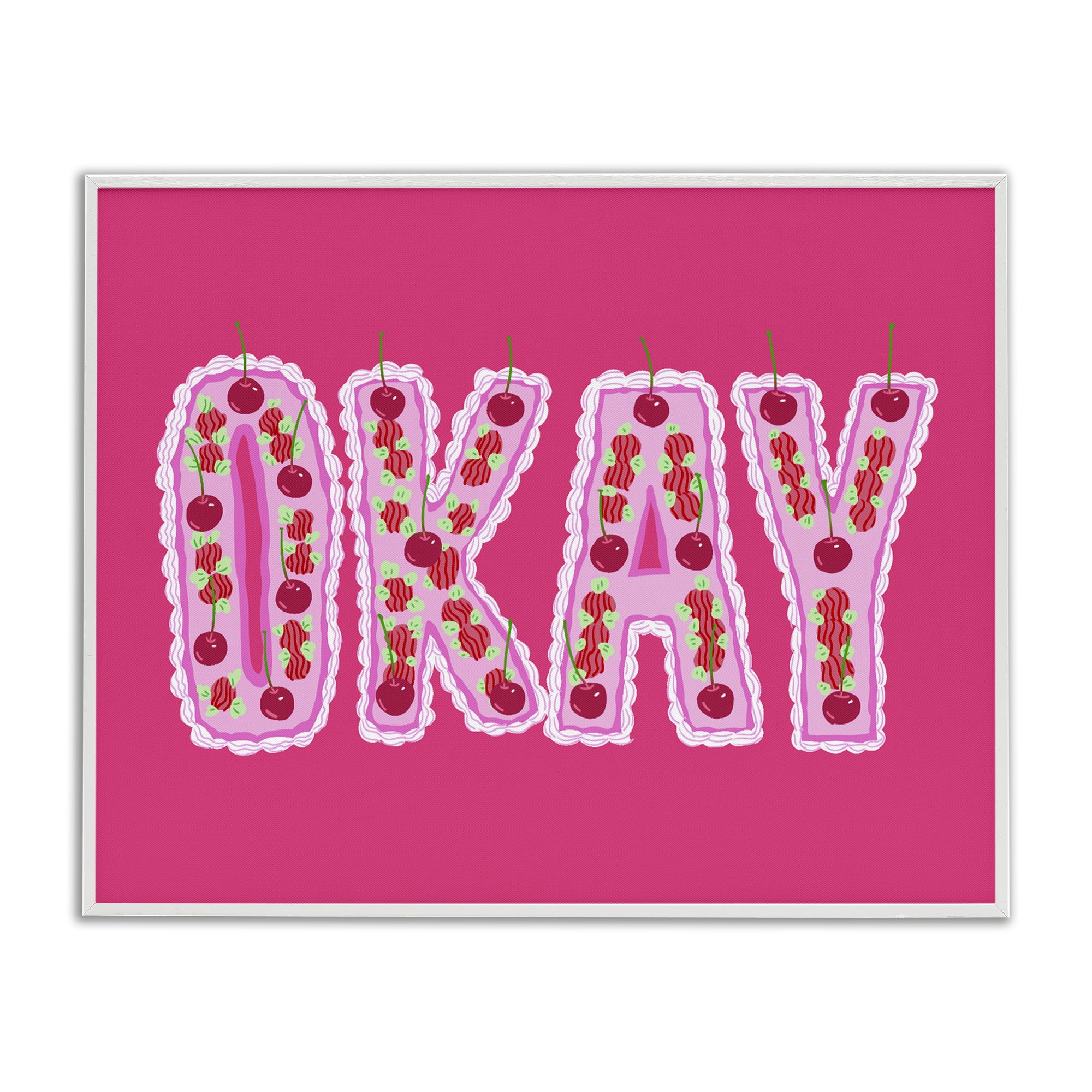 Stupell Industries Okay Cherry Cake White Framed Giclee Art, design by Ziwei Li