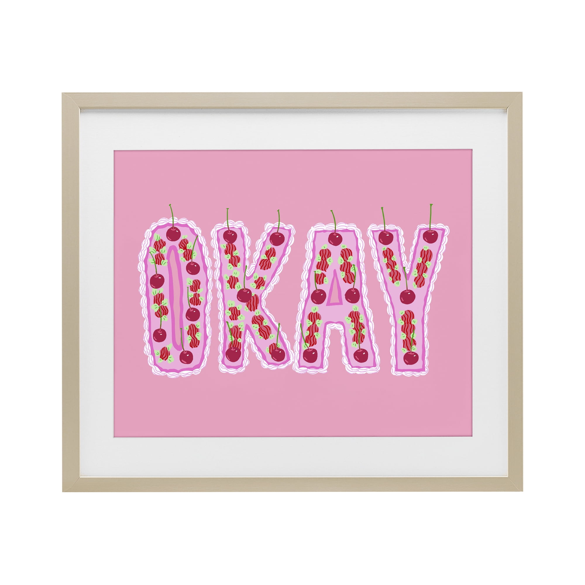 Stupell Industries Okay Pastel Cherry Cake Birch Framed Print Under Glass, design by Ziwei Li