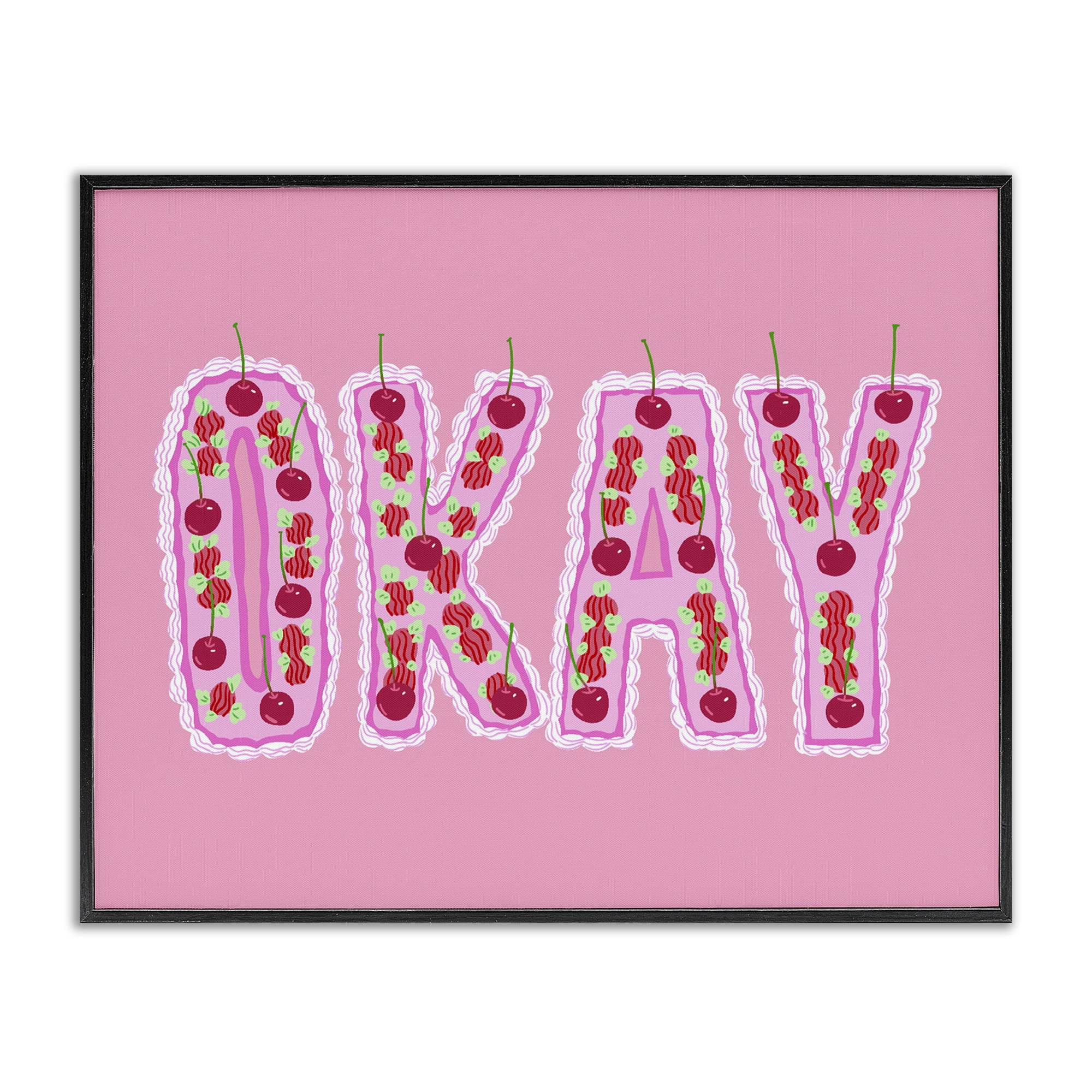 Stupell Industries Okay Pastel Cherry Cake Black Framed Giclee Art, design by Ziwei Li