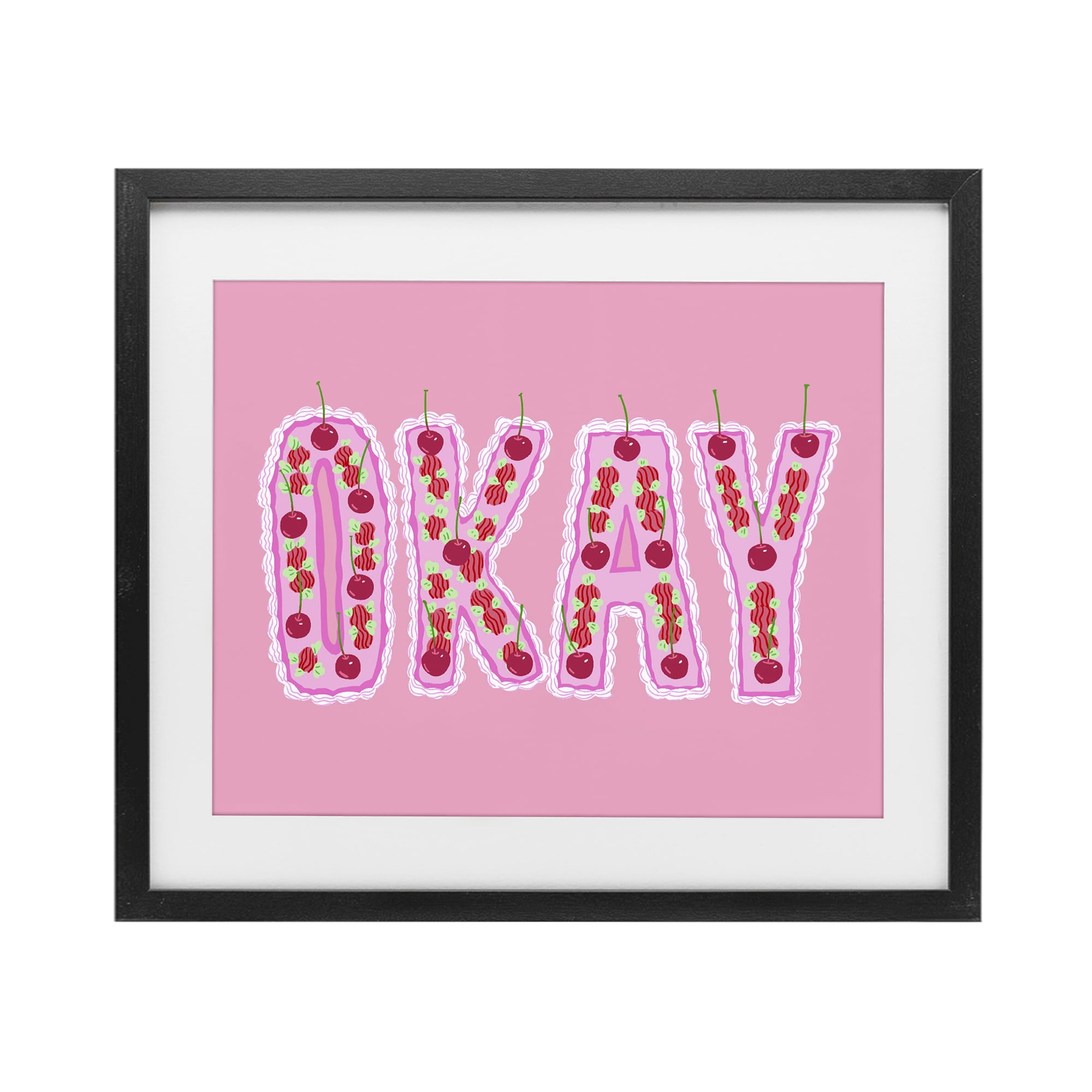 Stupell Industries Okay Pastel Cherry Cake Black Framed Print Under Glass, design by Ziwei Li