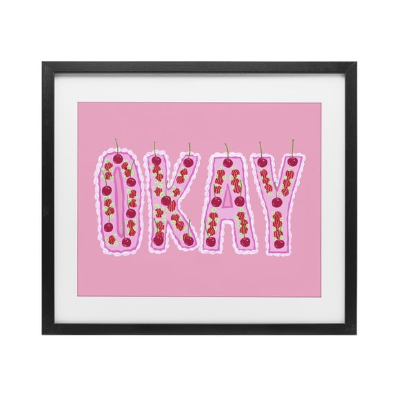 Stupell Industries Modern Okay Pastel Cherry Cake Black Framed Print Under Glass, 21 x 17, by Ziwei Li