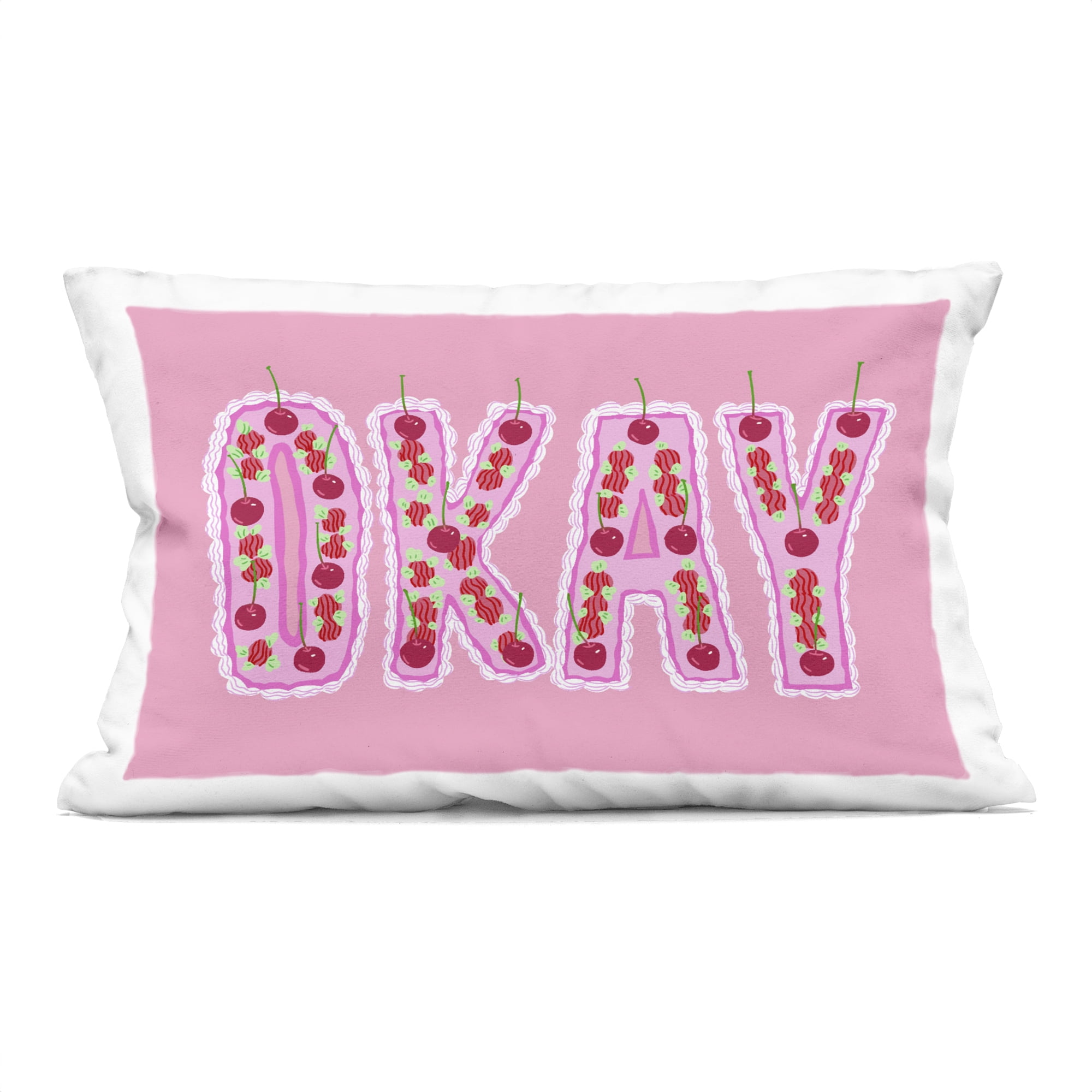 Stupell Industries Okay Pastel Cherry Cake Decorative Printed Throw Pillow, design by Ziwei Li, 14 x 7 x 20