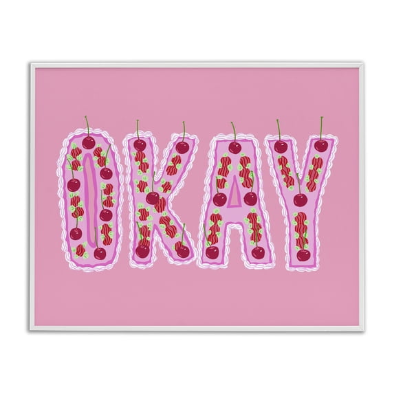 Stupell Industries Modern Okay Pastel Cherry Cake White Framed Giclee Art, 30 x 24, by Ziwei Li