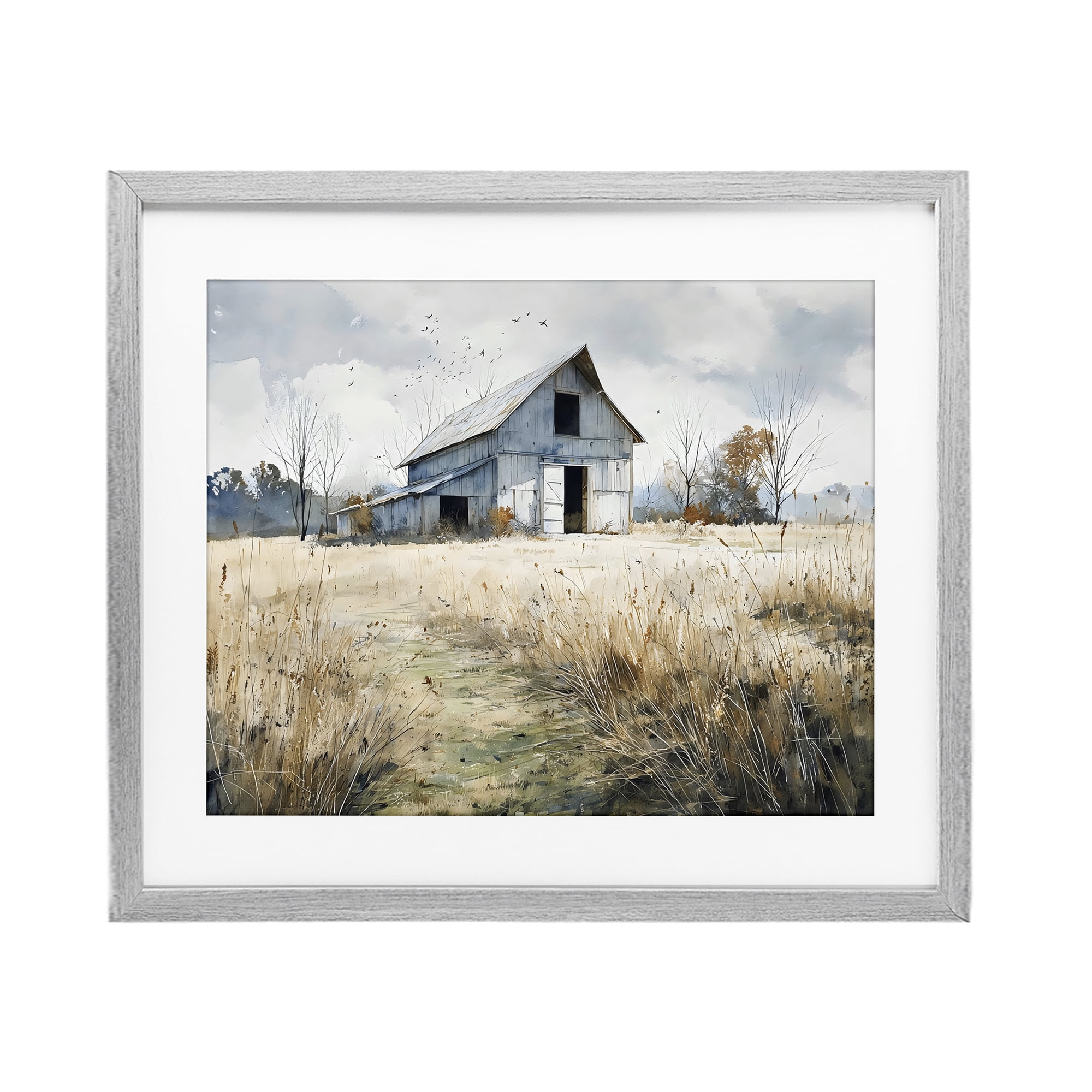 Stupell Industries Old Blue Barn in Farmland Gray Framed Print Under Glass, design by Franklyn Gregory