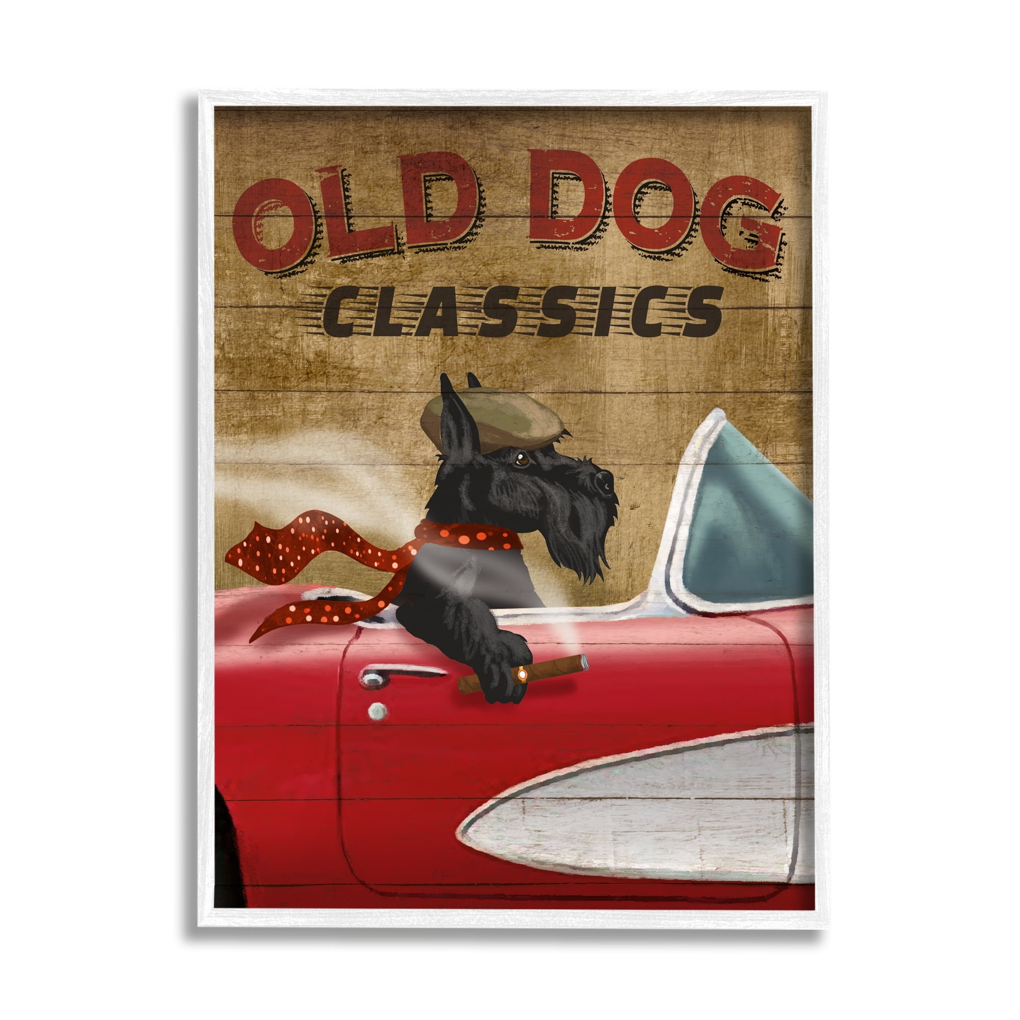 Stupell Industries Old Dog Classics Scottish Terrier Cigar Sports Car, 24 x 30, Design by Conrad Knutsen