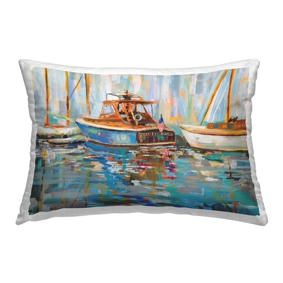 Stupell Industries Old Fashioned Boat Harbor Decorative Printed Throw Pillow Design by Jeanette Vertentes.