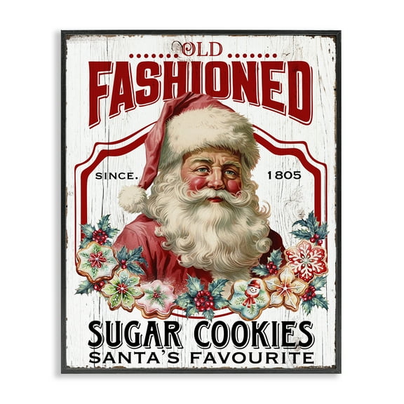 Stupell Industries Old Fashioned Cookies Holiday Painting Black Framed Art Prints Wall Art, 11 x 14
