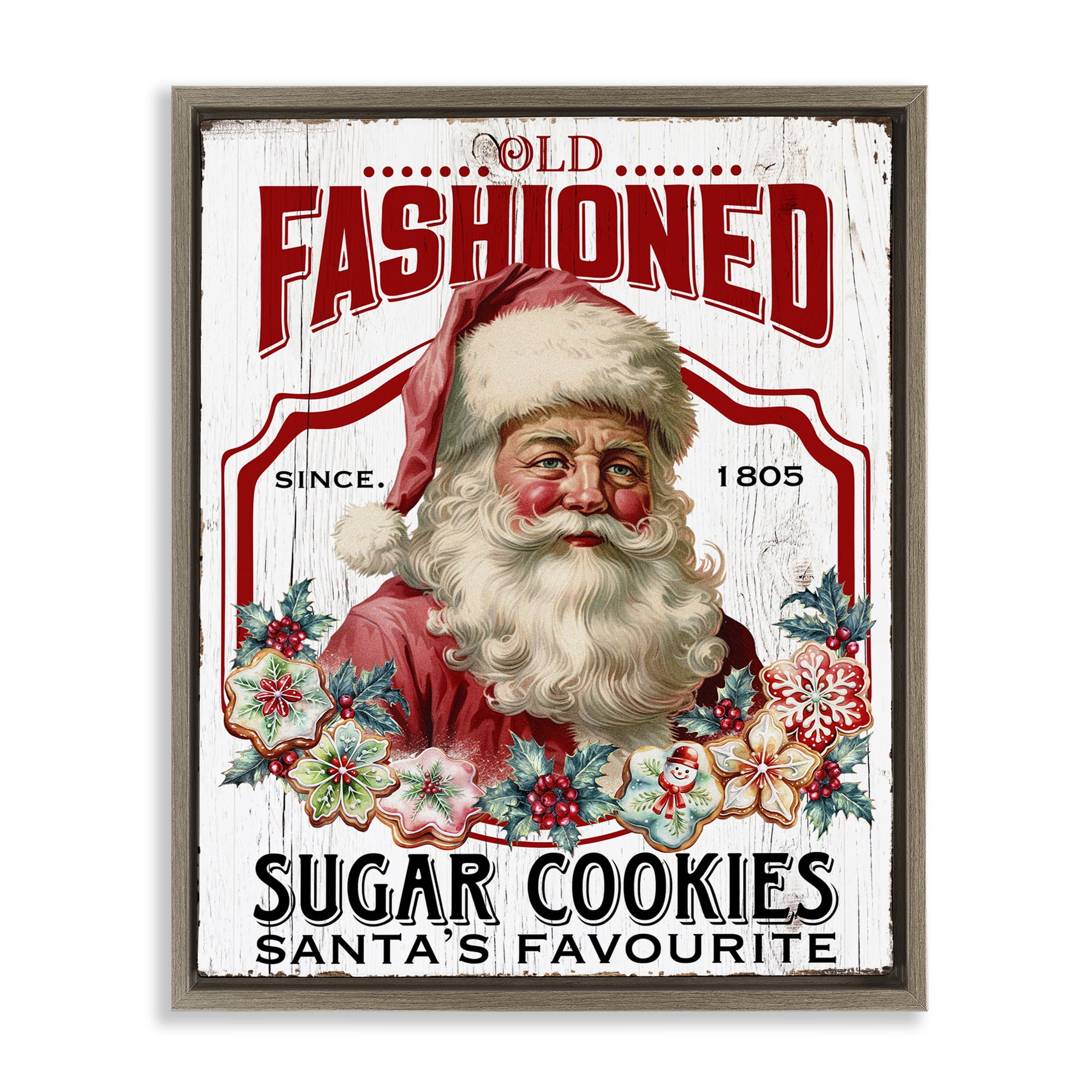 Stupell Industries Old Fashioned Cookies Holiday Painting Brown Floater Framed Canvas Art Prints Wall Art, 17 x 21