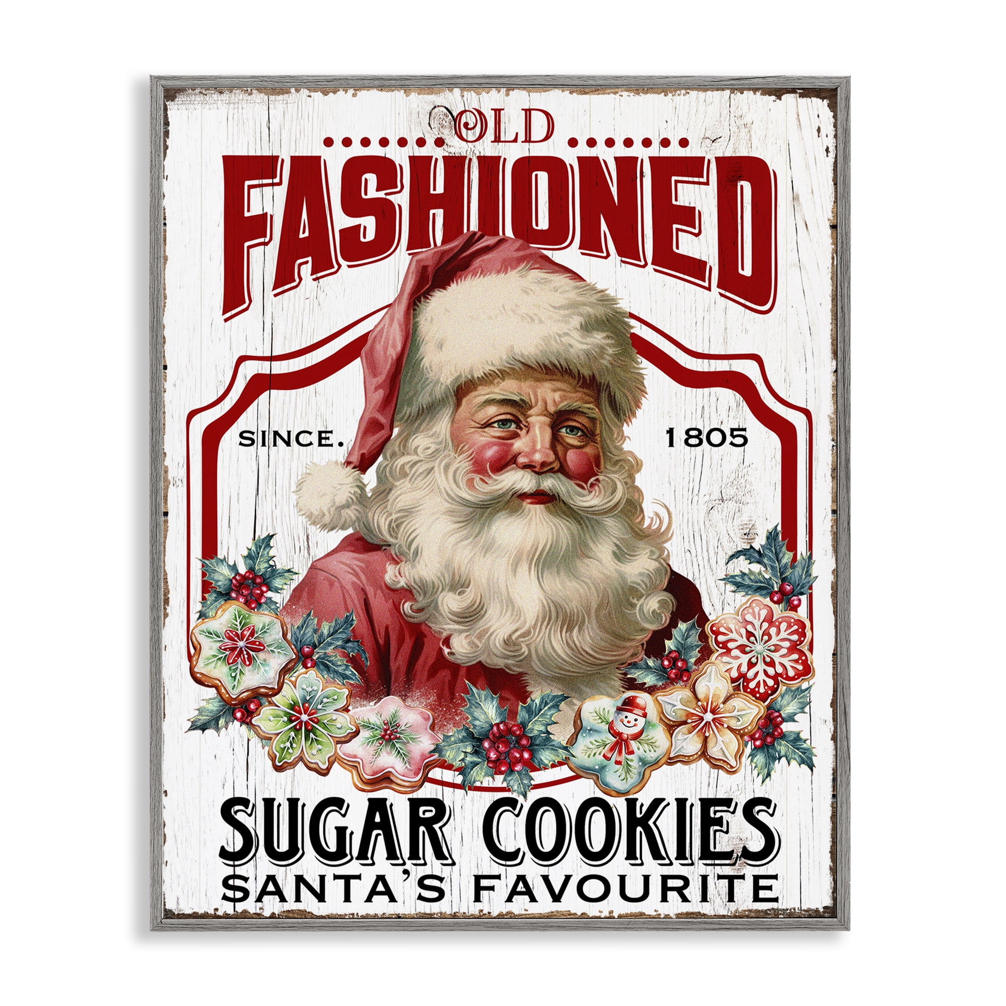 Stupell Industries Old Fashioned Cookies Holiday Painting Gray Framed Art Prints Wall Art, 24 x 30
