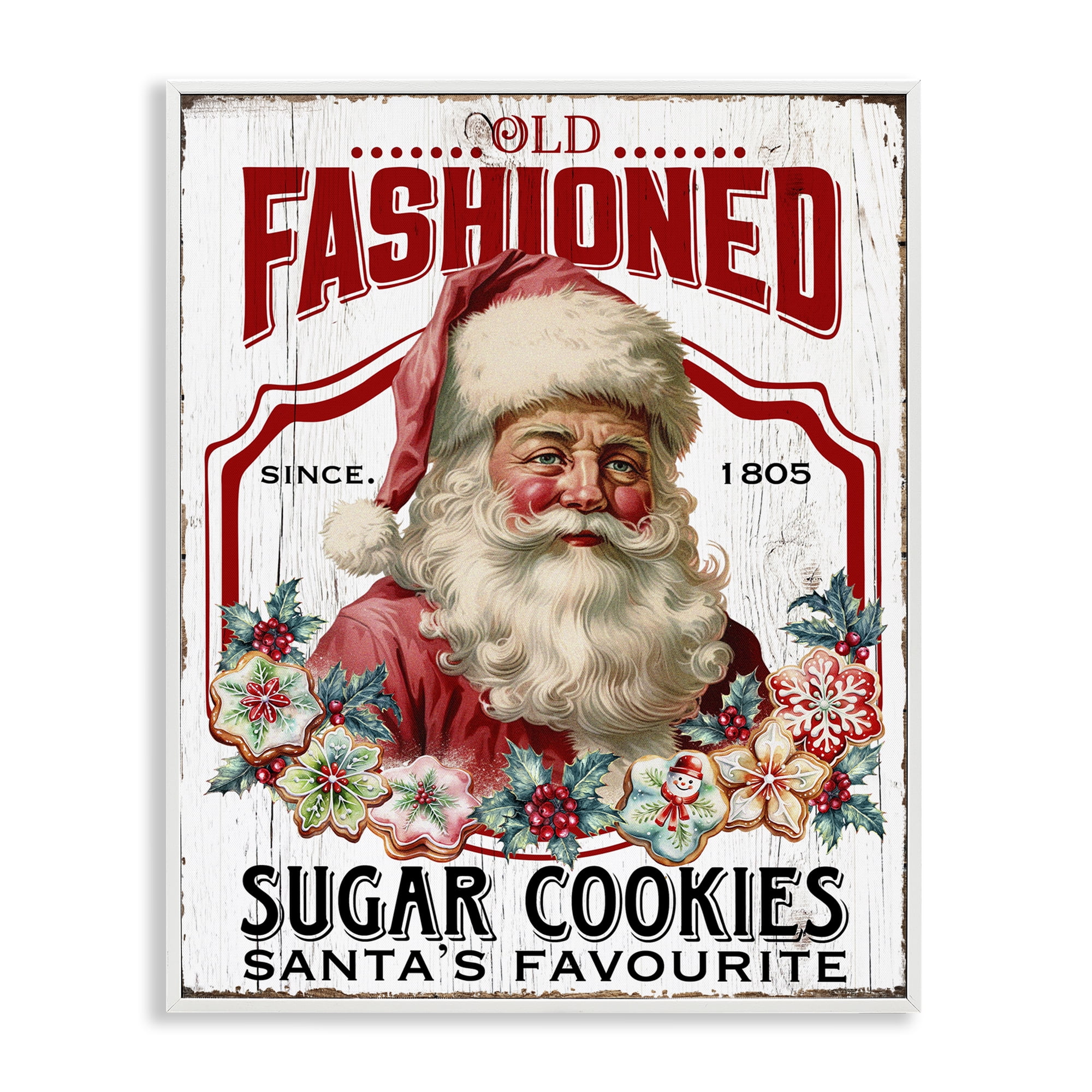 Stupell Industries Old Fashioned Cookies Holiday Painting White Framed Art Prints Wall Art, 24 x 30