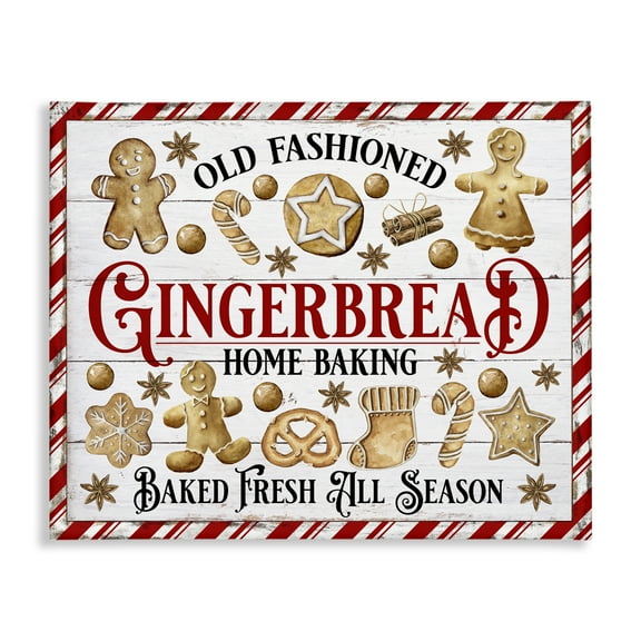 Stupell Industries Old Fashioned Gingerbread Holiday Painting Gallery Wrapped Canvas Art Prints Wall Art, 20 x 16