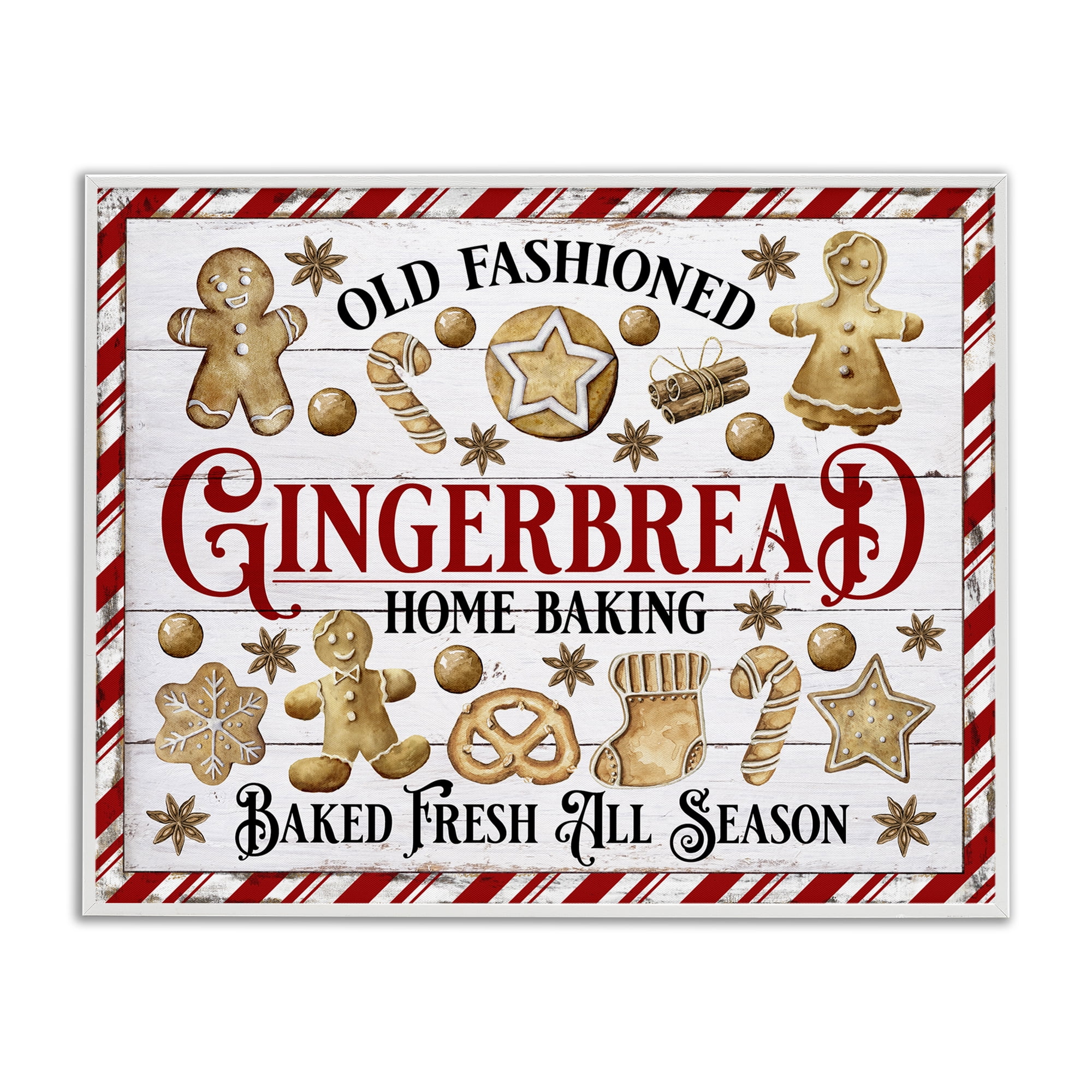 Stupell Industries Old Fashioned Gingerbread Holiday Painting White Framed Art Prints Wall Art, 14 x 11
