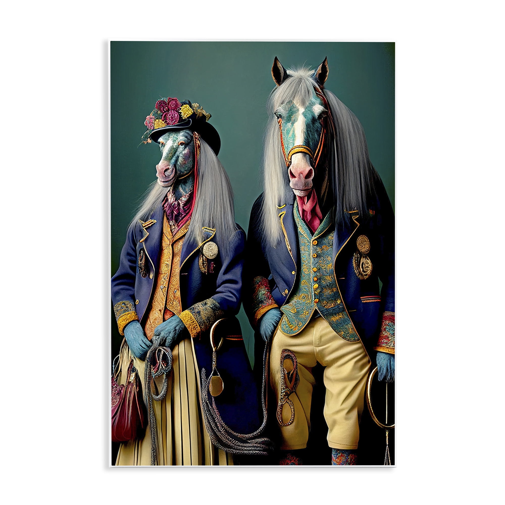 Stupell Industries Old Fashioned Horses Novelty Painting Unframed Art Print Wall Art, 13 x 19