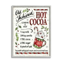 Stupell Industries Old Fashioned Hot Cocoa Holiday Cooking Instructions Country Painting Gray Framed Art Print Wall Art, 16 x 20, Design by Anne Tavoletti