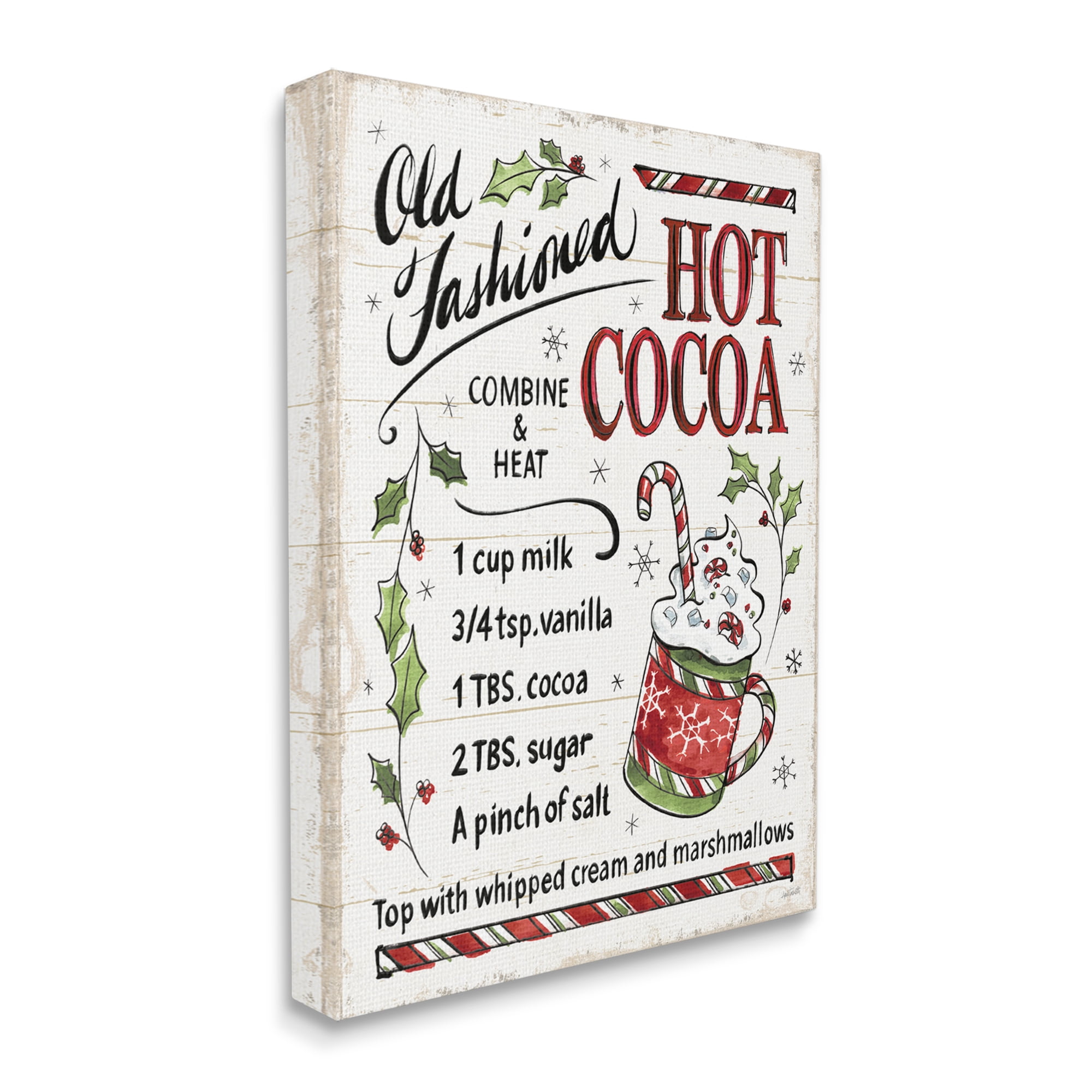 Stupell Industries Old Fashioned Hot Cocoa Holiday Cooking Instructions Food & Beverage Painting Gallery Wrapped Canvas Print Wall Art, 30 x 40