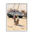 thumbnail image 1 of Stupell Industries Old Fashioned Man Woman Walking Beach Marina Painting White Framed Art Print Wall Art, Design by Lettered and Lined, 1 of 7