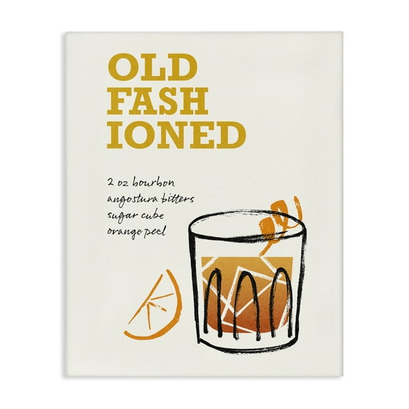 Stupell Industries Old Fashioned Recipe Food & Beverage Painting Gallery Wrapped Canvas Art Print Wall Art, 16 x 20