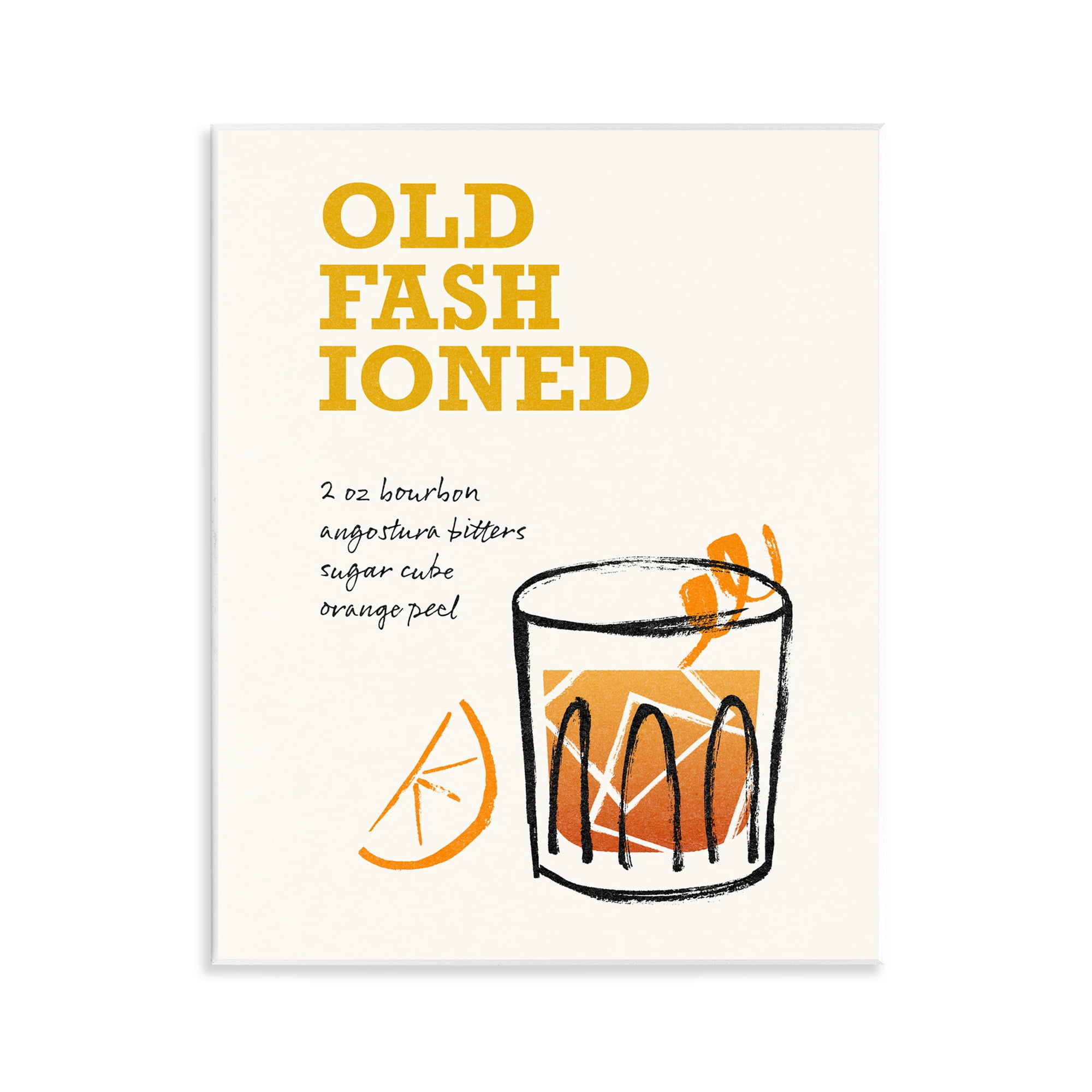 Stupell Industries Old Fashioned Recipe Food & Beverage Painting Unframed Art Print Wall Art, 11 x 14