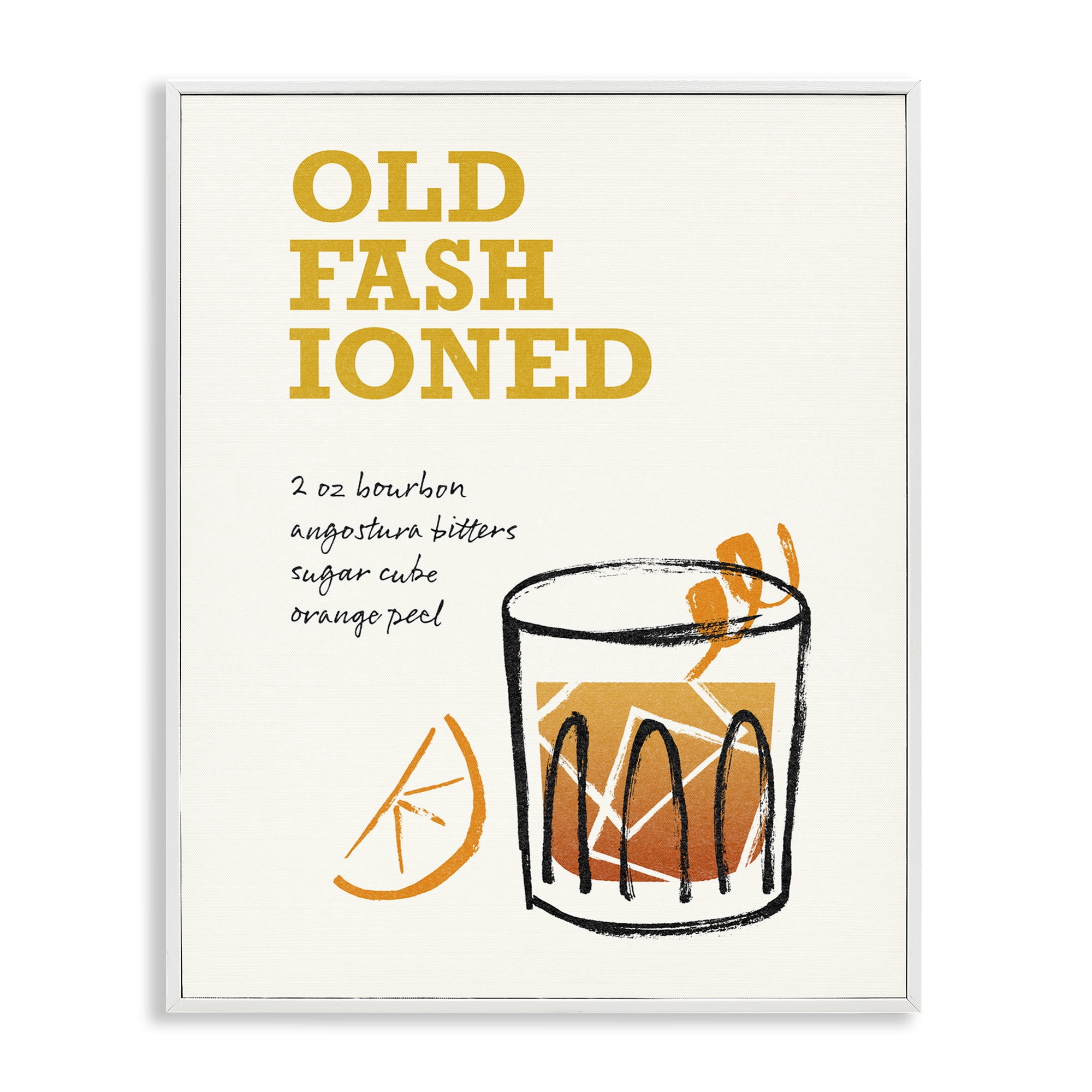 Stupell Industries Old Fashioned Recipe Food & Beverage Painting White Framed Art Print Wall Art, 11 x 14