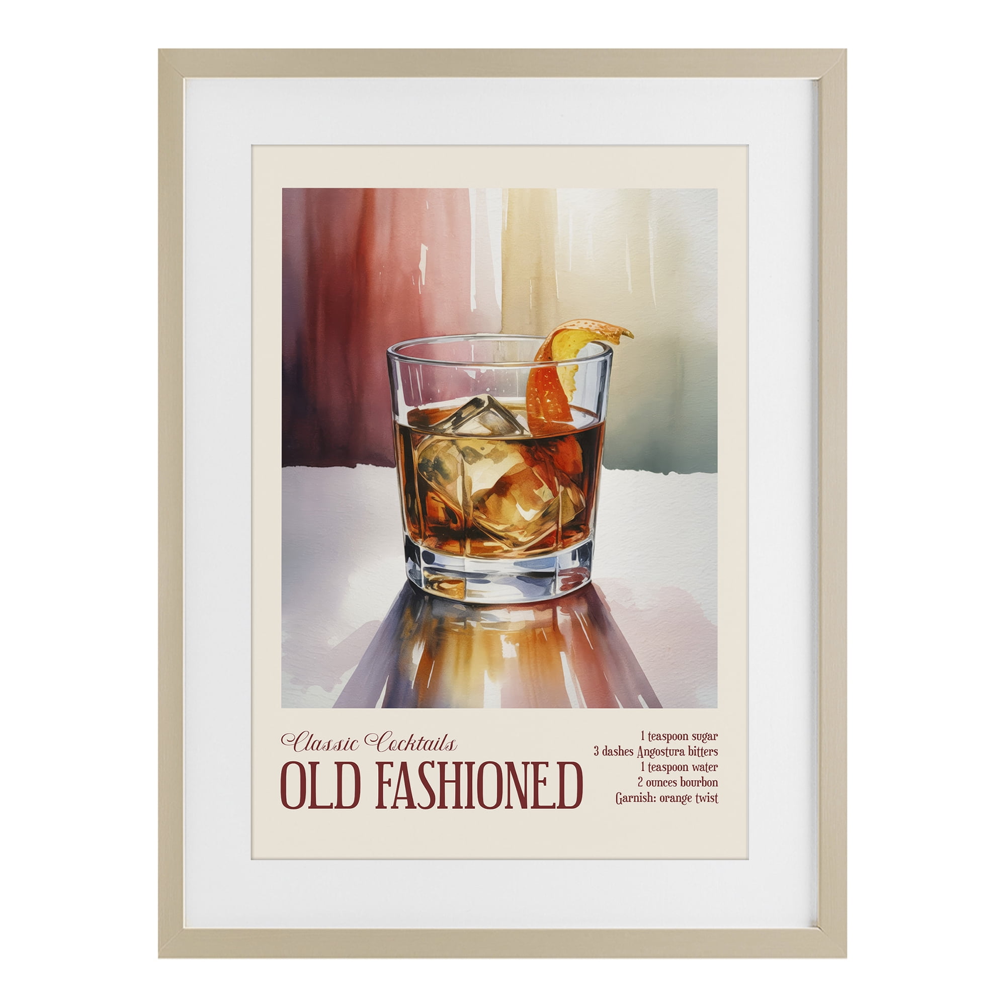 Stupell Industries Old Fashioned on Surface Birch Framed Print Under Glass, design by Andreas Magnusson