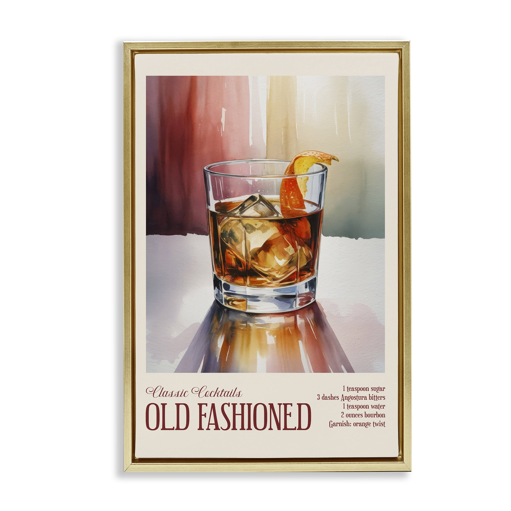 Stupell Industries Old Fashioned on Surface Gold Framed Floater Canvas Wall Art, design by Andreas Magnusson