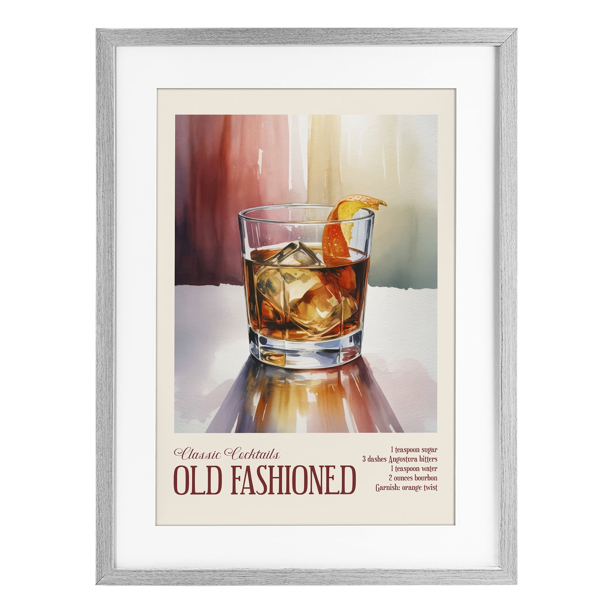 Stupell Industries Old Fashioned on Surface Gray Framed Print Under Glass, design by Andreas Magnusson