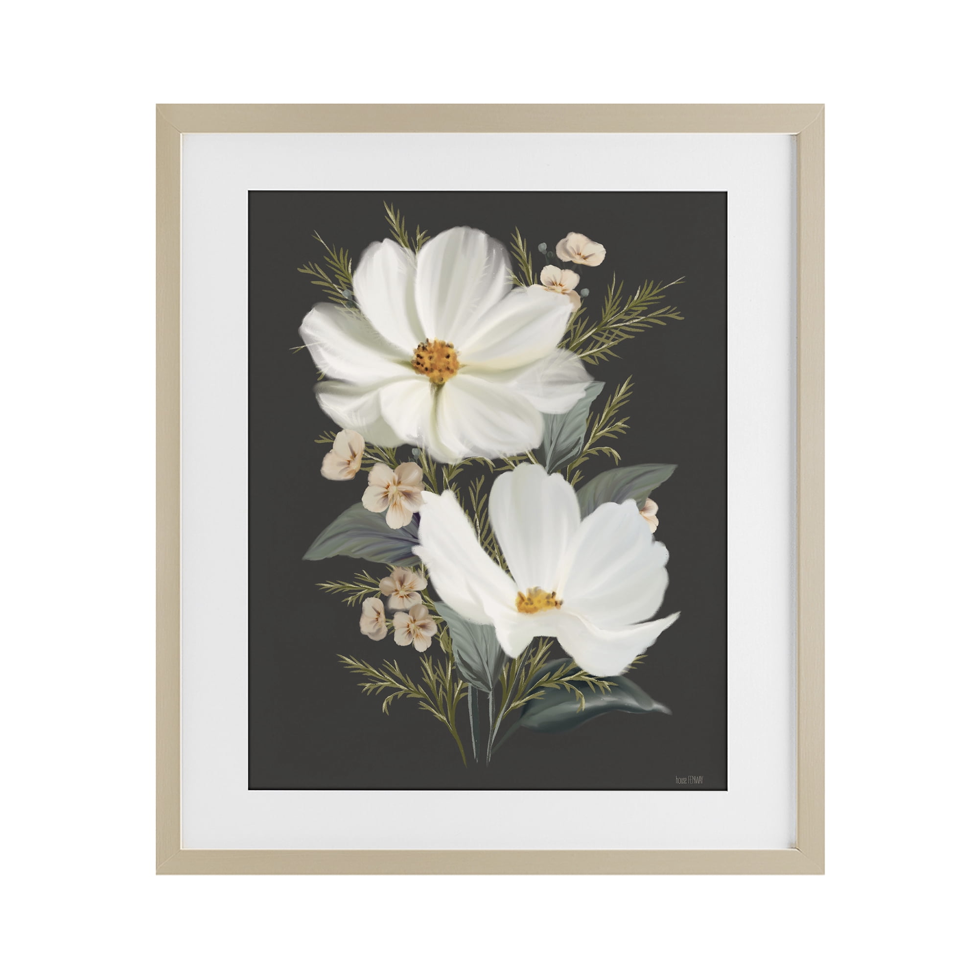 Stupell Industries Old Lace Cosmos Birch Framed Print Under Glass, design by House Fenway