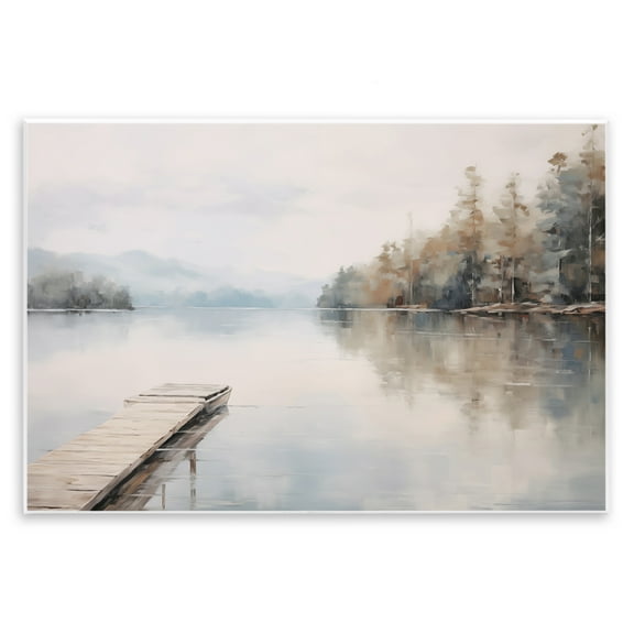 Stupell Industries Old Lake Dock View Landscape & Nature Painting Unframed Art Print Wall Art, 15 x 10