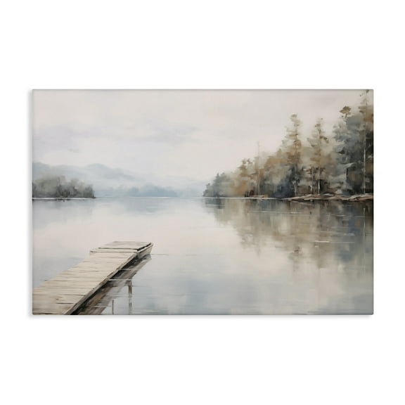 Stupell Industries Old Lake Dock View Landscape & Nature Painting Wrapped Canvas Art Print Wall Art, 24 x 16
