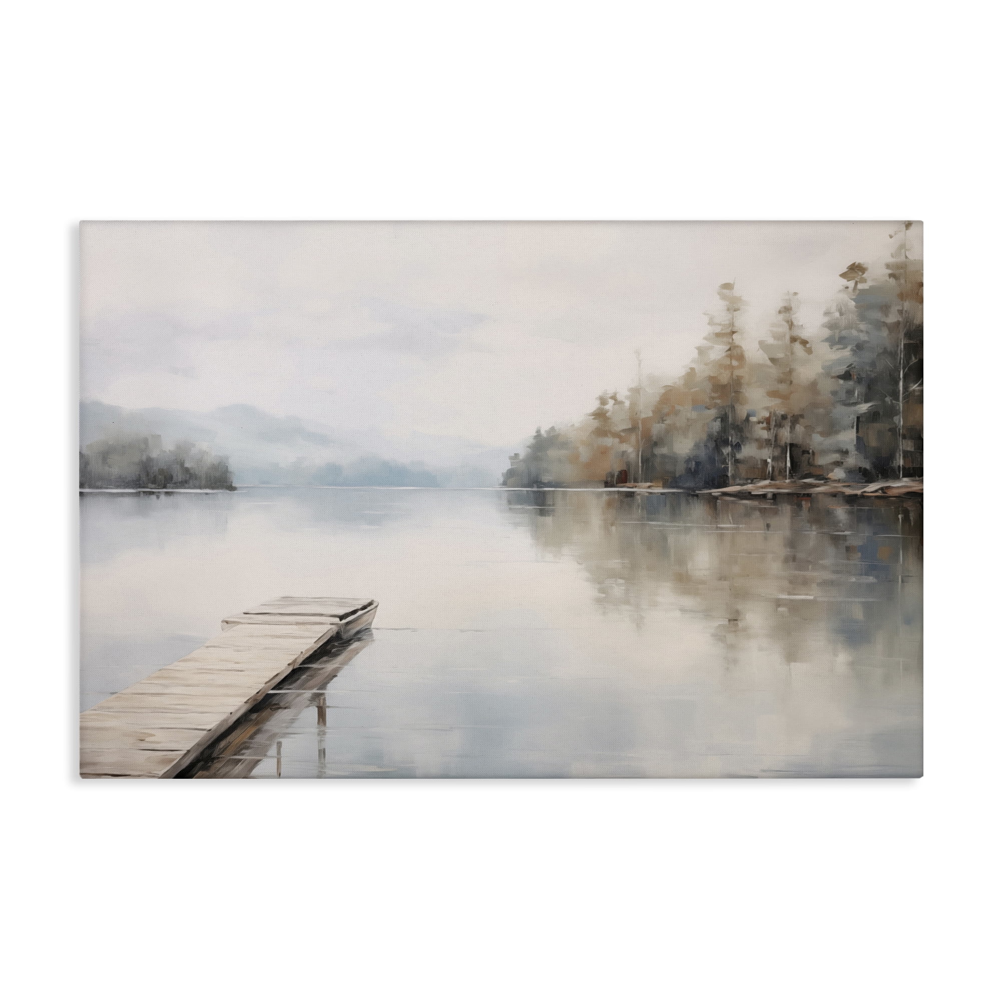 Stupell Industries Old Lake Dock View Landscape & Nature Painting Wrapped Canvas Art Print Wall Art, 30 x 20